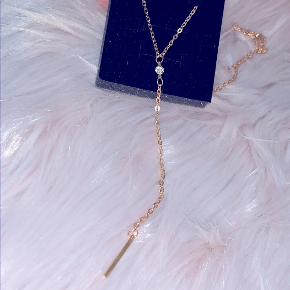 Crystal hang bar Pendant Necklace 19.5” - Picture 5 of 8